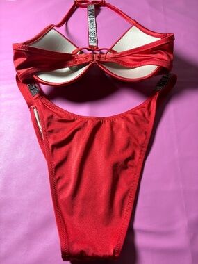 Red Rhinestone Accent Women’s Bikini Set
